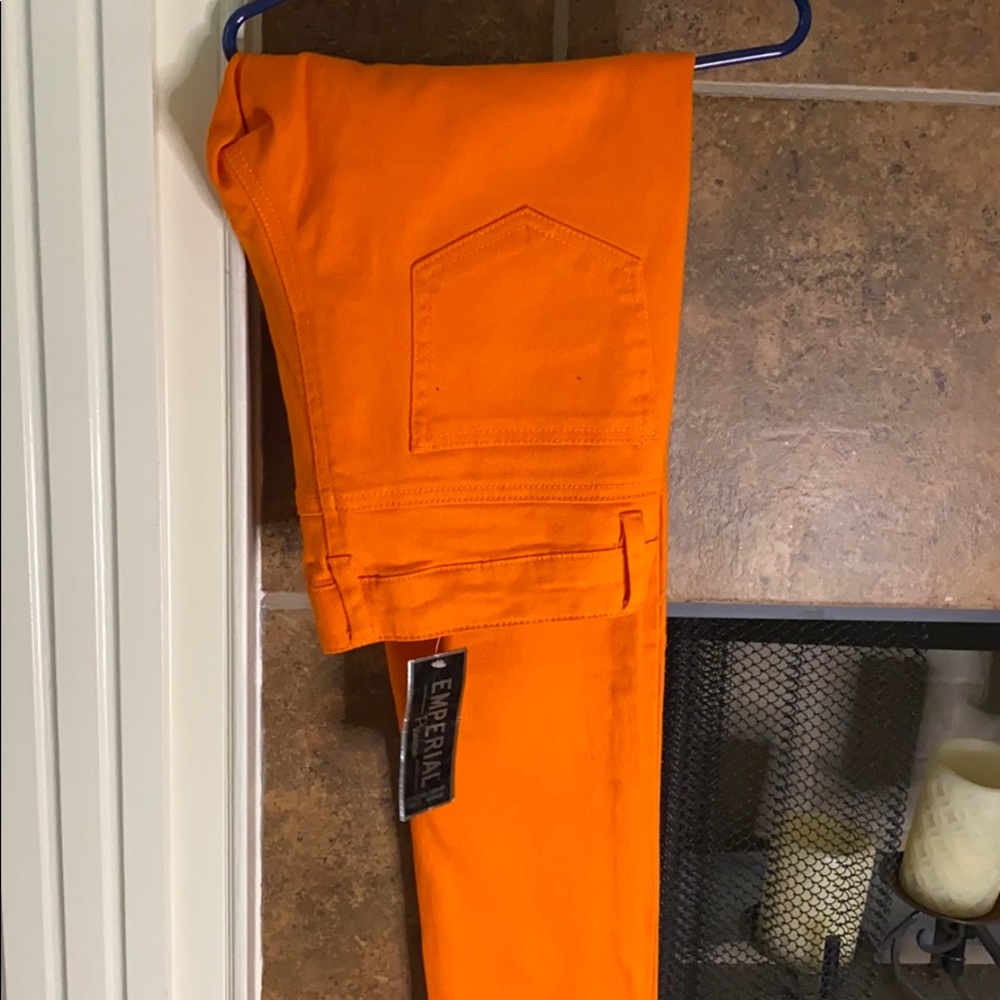 Orange pants with rinestone
